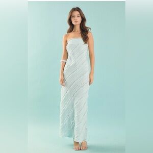 ENDLESS ROSE STRAPLESS RUFFLED MAXI DRESS 🩵💙